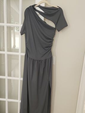 ASOS Elegant Gray One-Shoulder Cutout Maxi Dress NWT